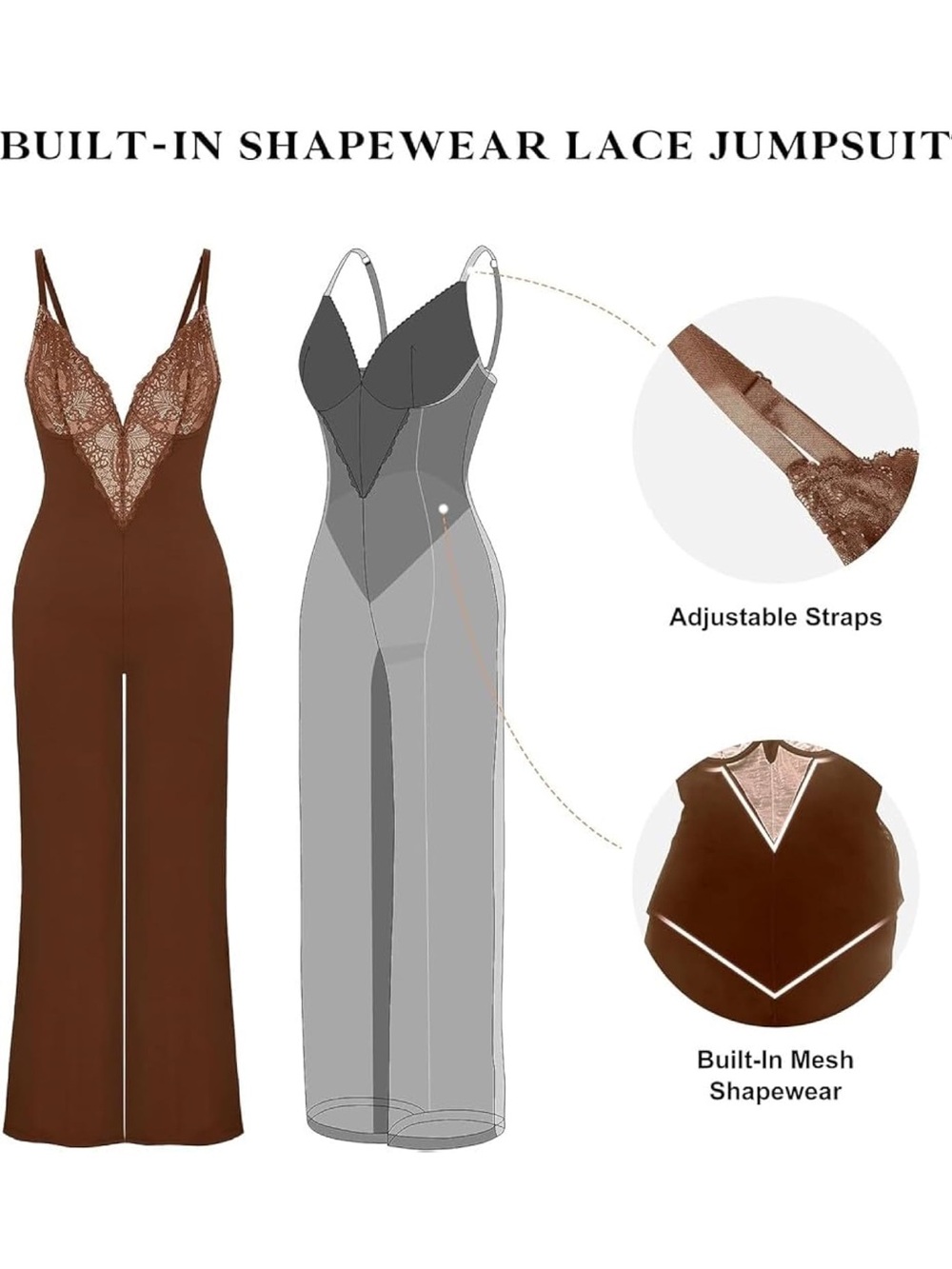 Popilush shaper lace jumpsuit for women